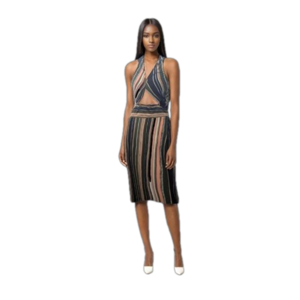 Venus halter cut out striped dress size small